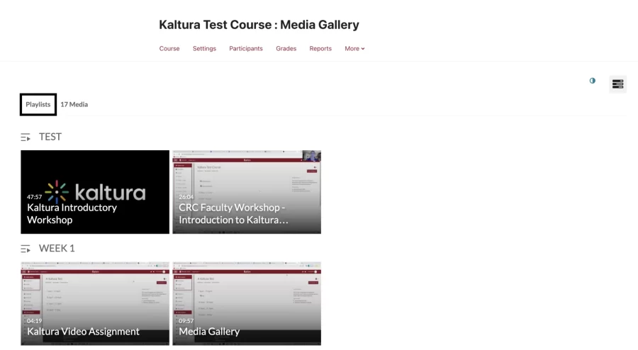 Media Gallery Playlists tab